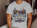 T-shirt with Las Vegas skyline graphic and "Nae Scotland Nae Party" text.
