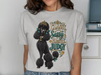 Black poodle with crown and jewelry, "Classy, Sassy & Slightly Judgy" text.