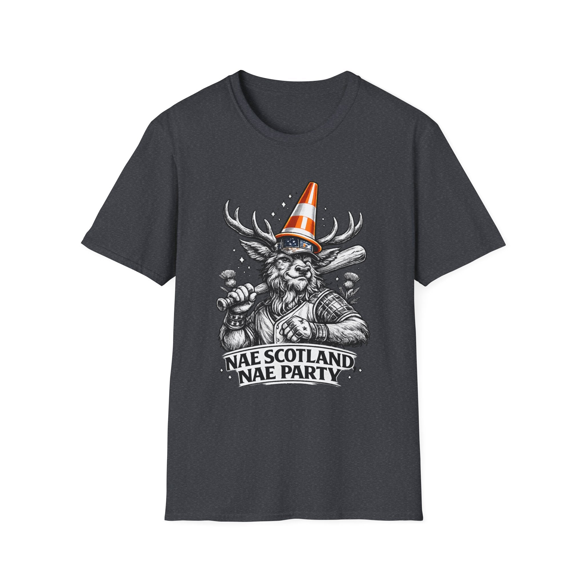 Nae Scotland, Nae Party – Highland Stag Slugger T-Shirt