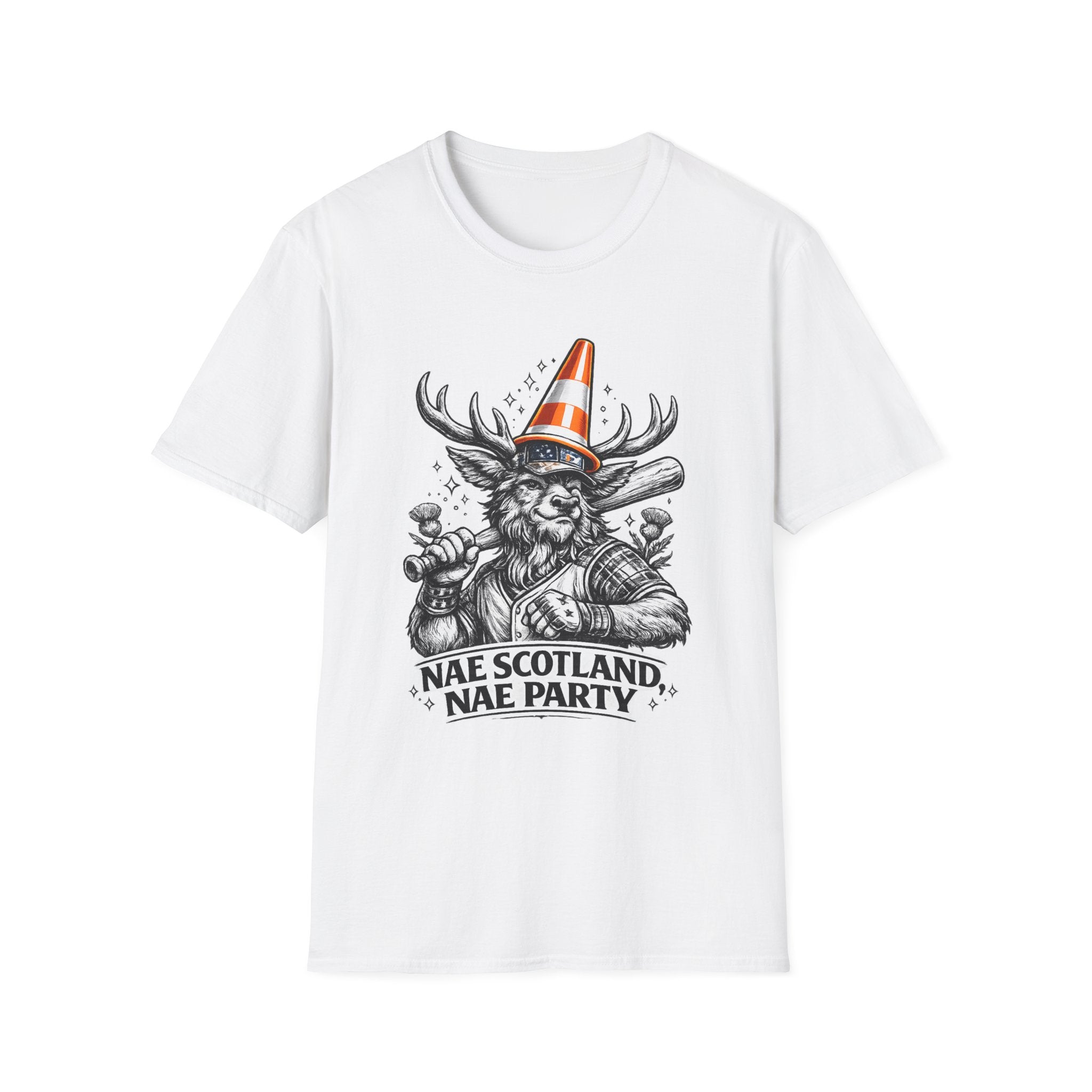 Nae Scotland, Nae Party – Highland Stag Slugger T-Shirt