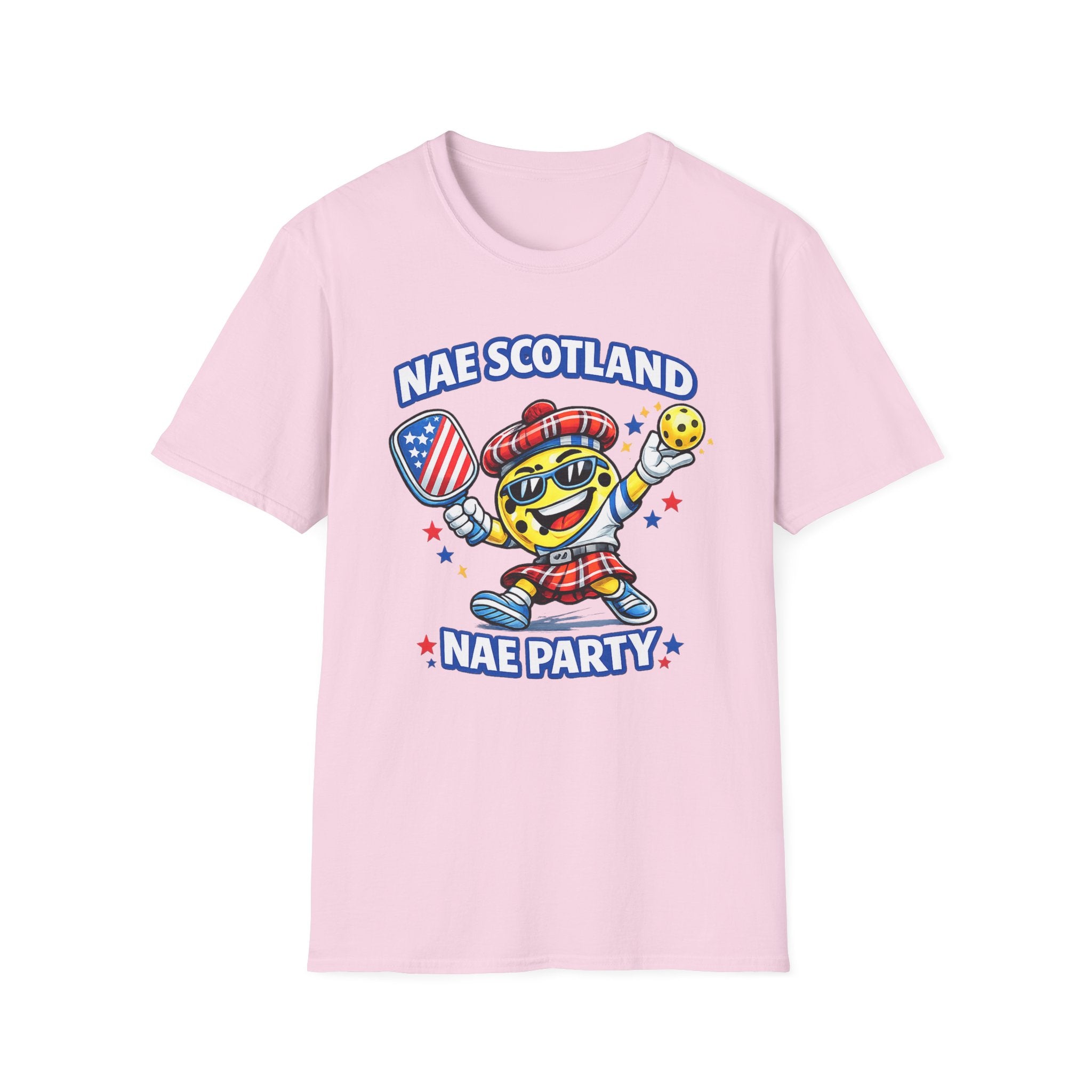 Copy of Nae Scotland, Nae Party – Tartan Pickleball Mascot T-Shirt