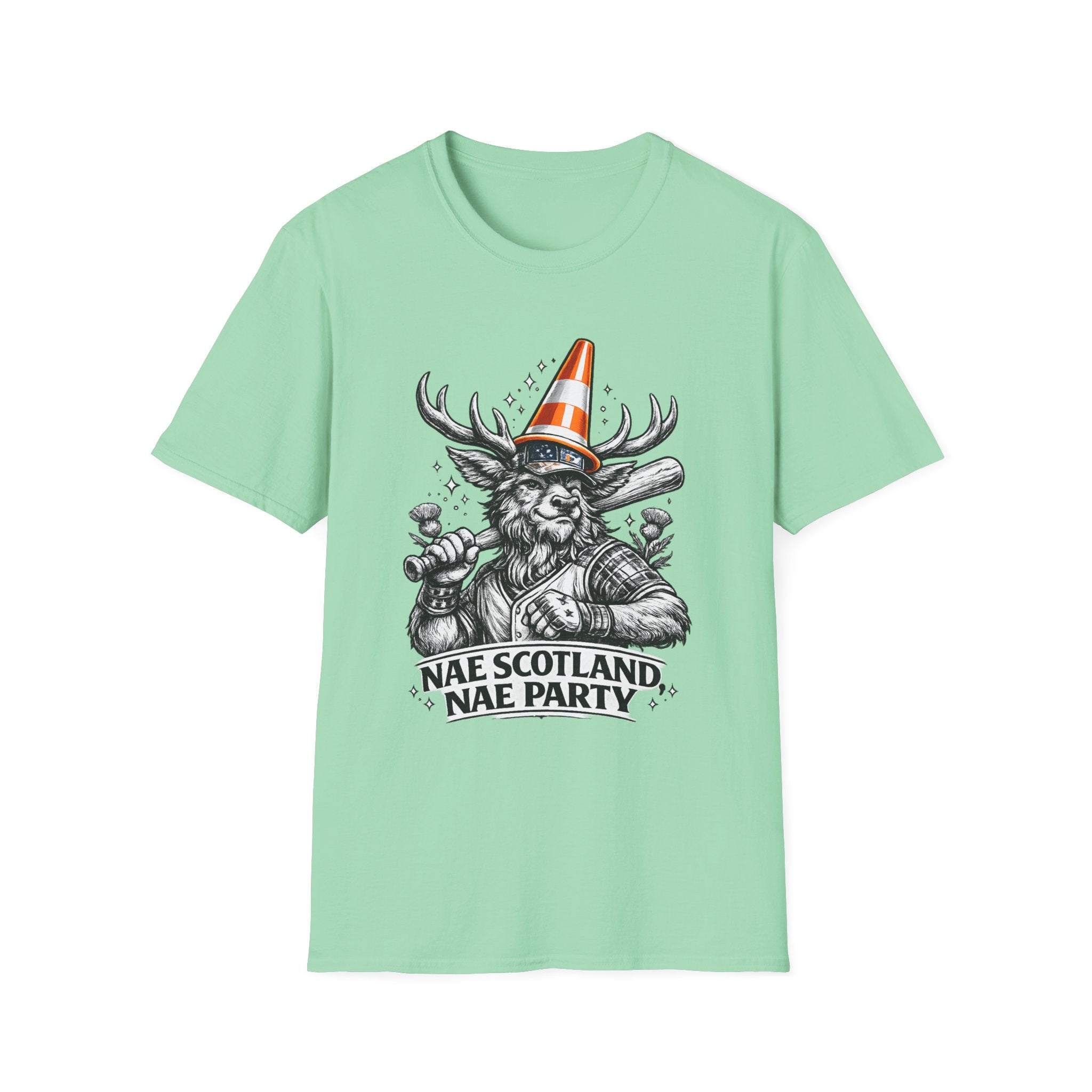 Nae Scotland, Nae Party – Highland Stag Slugger T-Shirt
