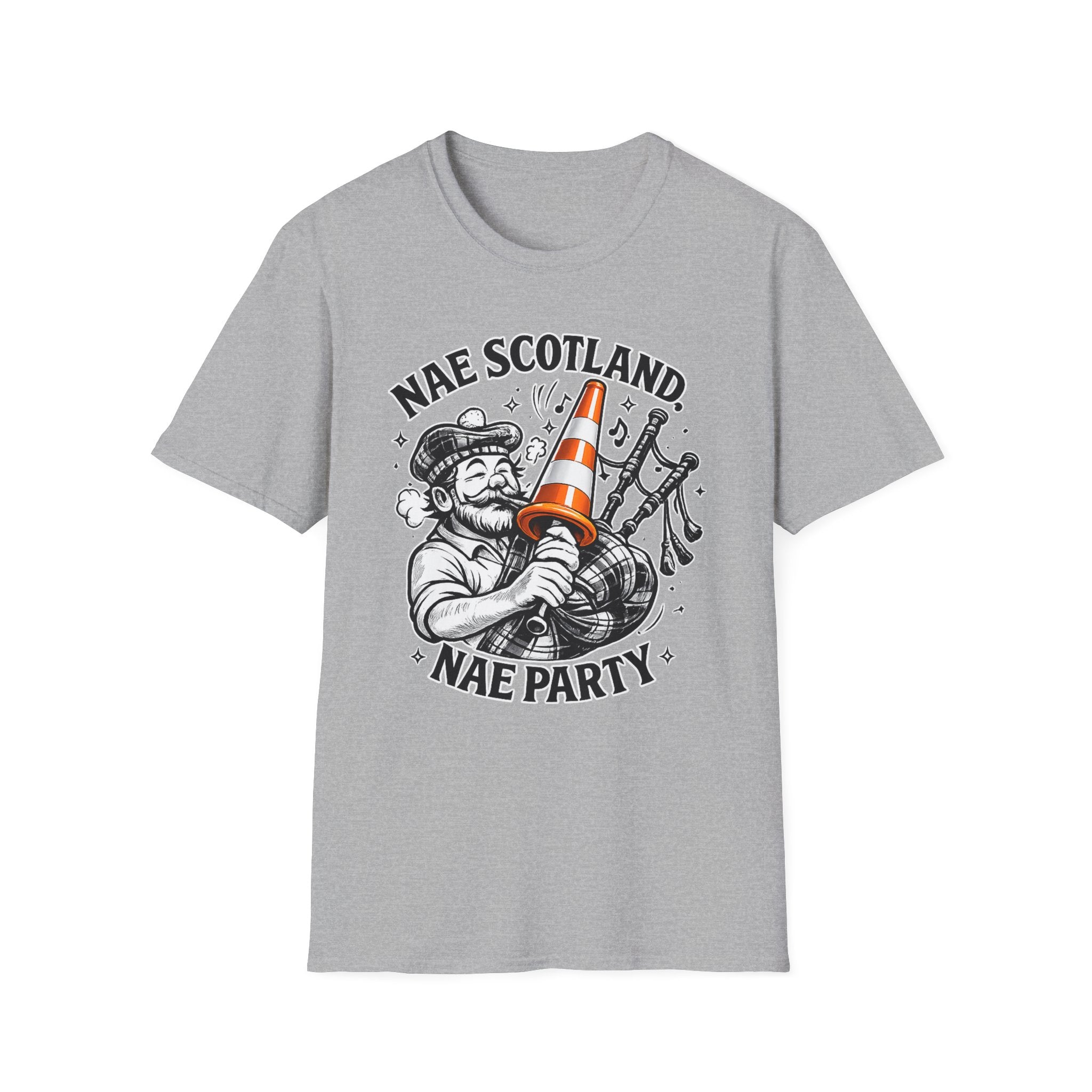 Nae Scotland, Nae Party – Scottish Bagpiper Cone T-Shirt