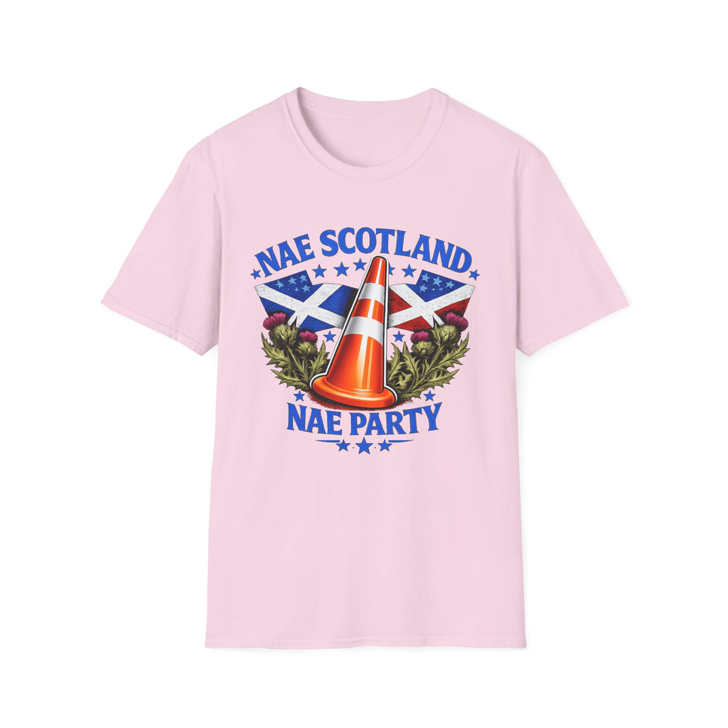 Nae Scotland, Nae Party – Scottish-American Thistle Cone T-Shirt