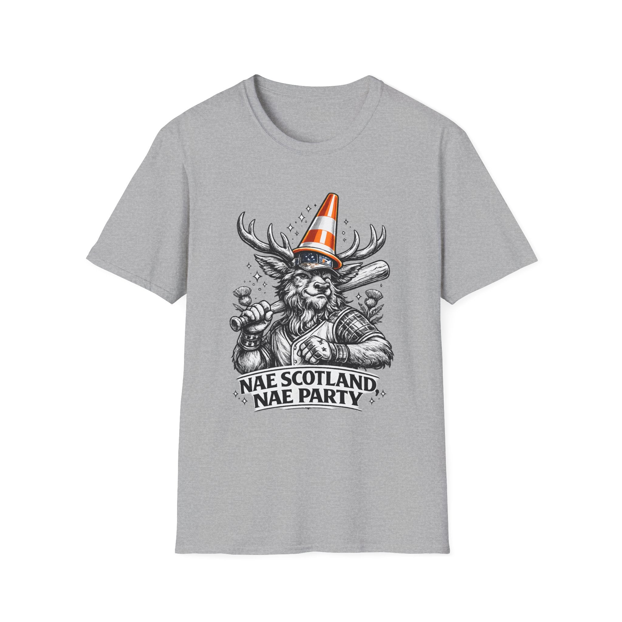 Nae Scotland, Nae Party – Highland Stag Slugger T-Shirt