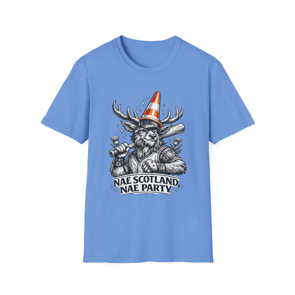 Nae Scotland, Nae Party – Highland Stag Slugger T-Shirt