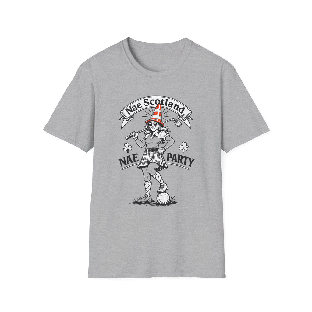 Nae Scotland, Nae Party – Highland Lass Cone Golfer T-Shirt