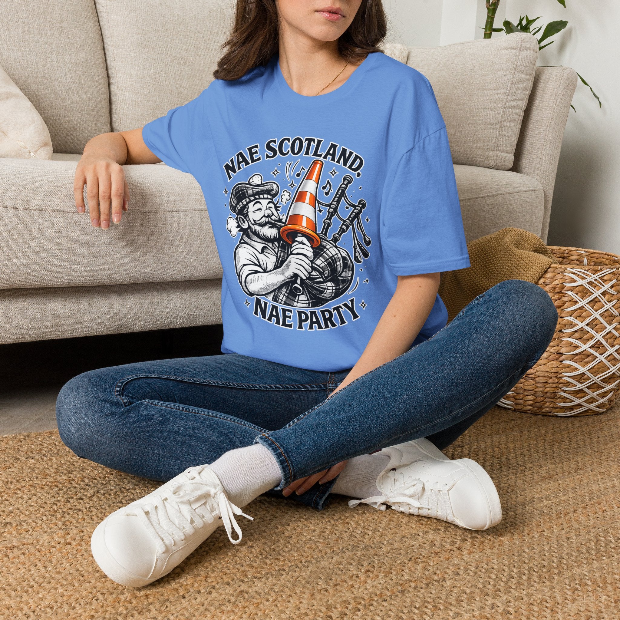 Nae Scotland, Nae Party – Scottish Bagpiper Cone T-Shirt