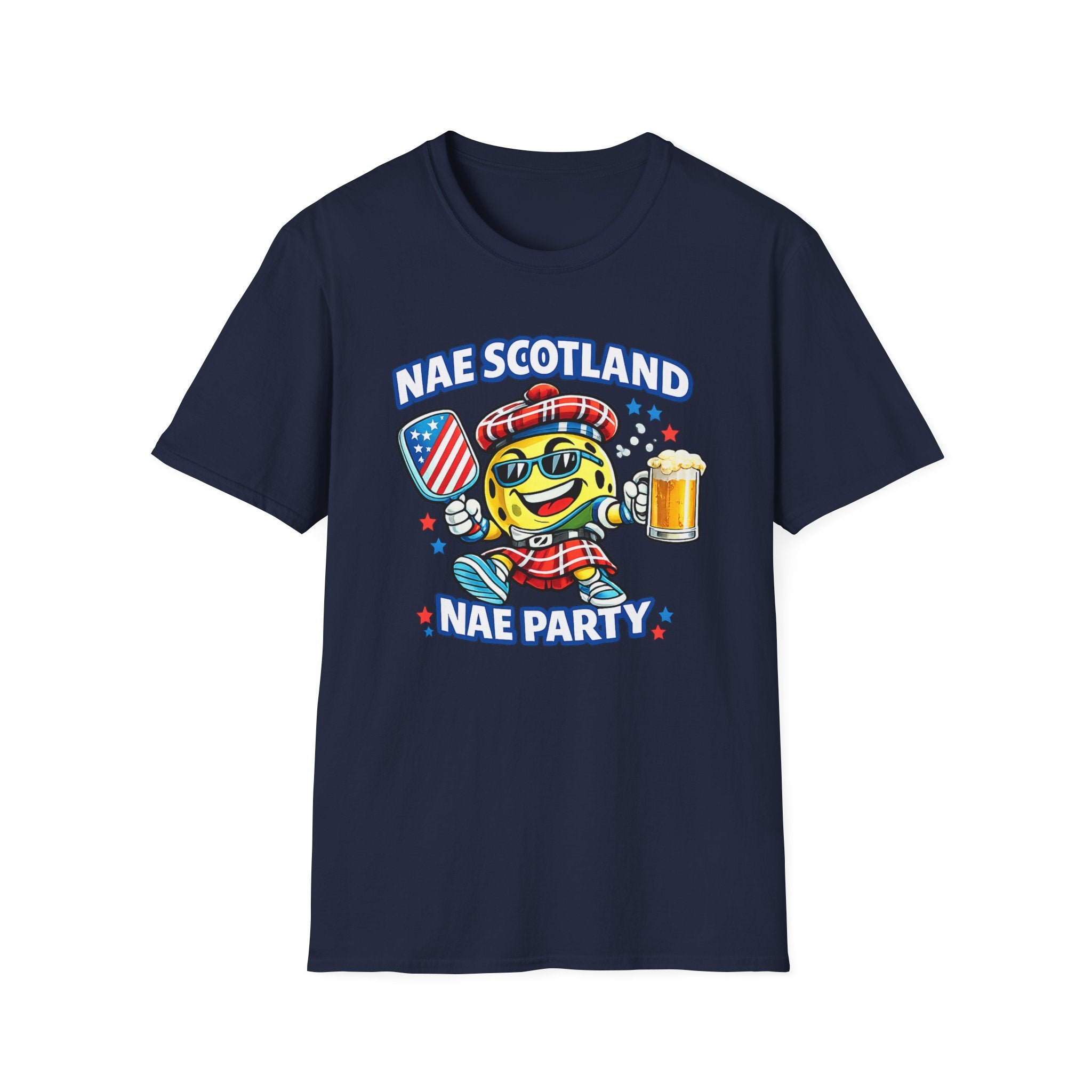 Copy of Nae Scotland, Nae Party – Tartan Pickleball Mascot T-Shirt