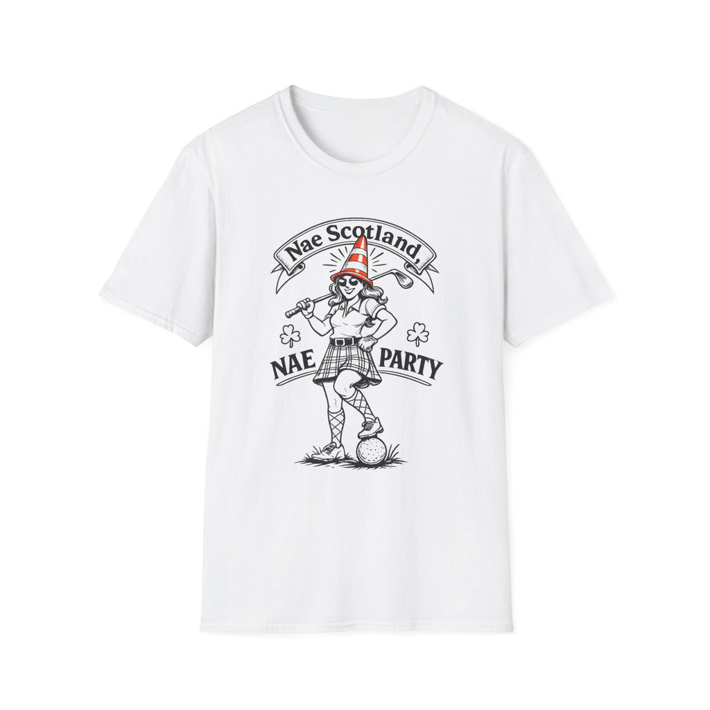 Nae Scotland, Nae Party – Highland Lass Cone Golfer T-Shirt