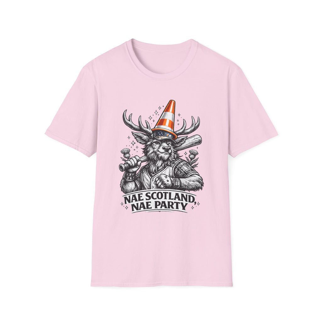 Nae Scotland, Nae Party – Highland Stag Slugger T-Shirt