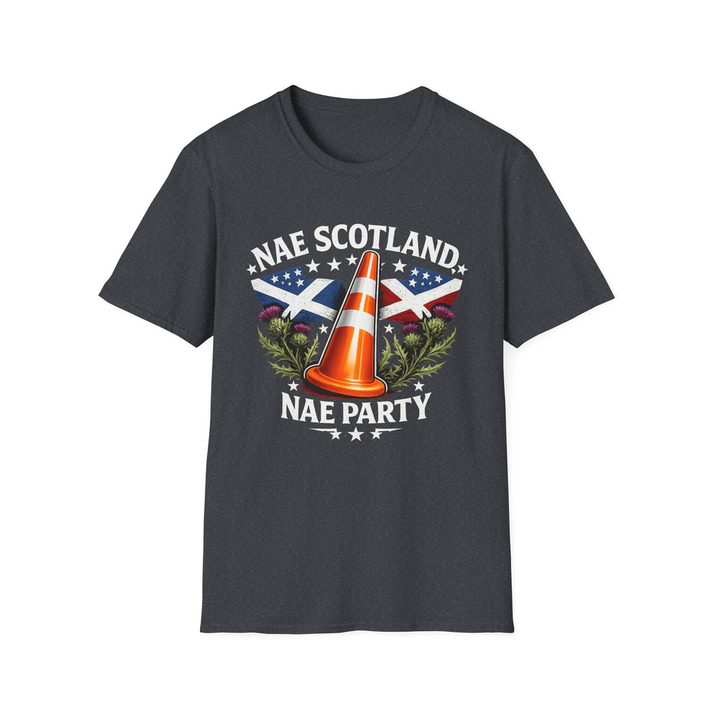 Nae Scotland, Nae Party – Scottish-American Thistle Cone T-Shirt