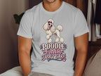 White t-shirt with poodle graphic and text "Poodle Hair Don't Care".