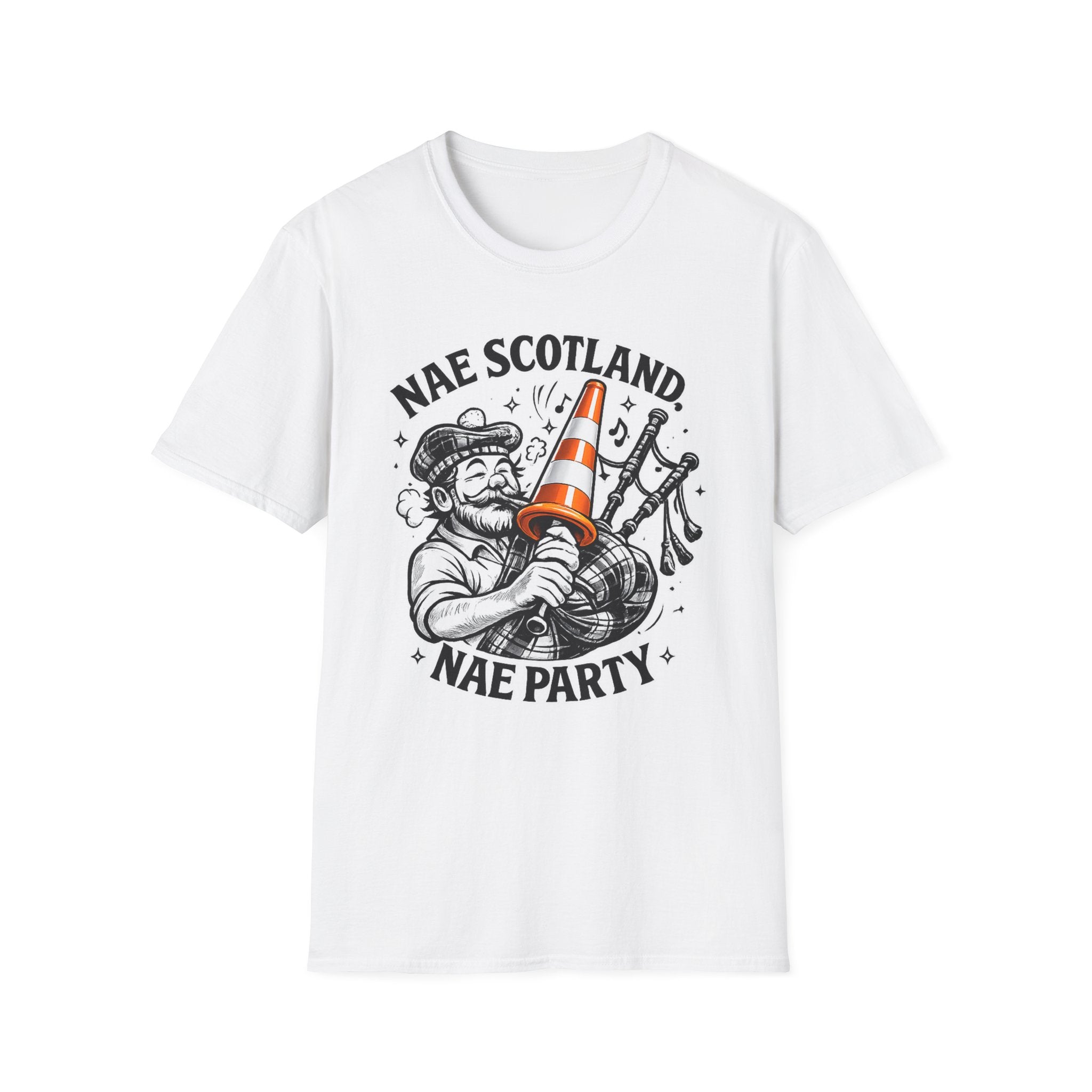 Nae Scotland, Nae Party – Scottish Bagpiper Cone T-Shirt