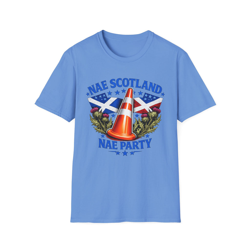 Nae Scotland, Nae Party – Scottish-American Thistle Cone T-Shirt