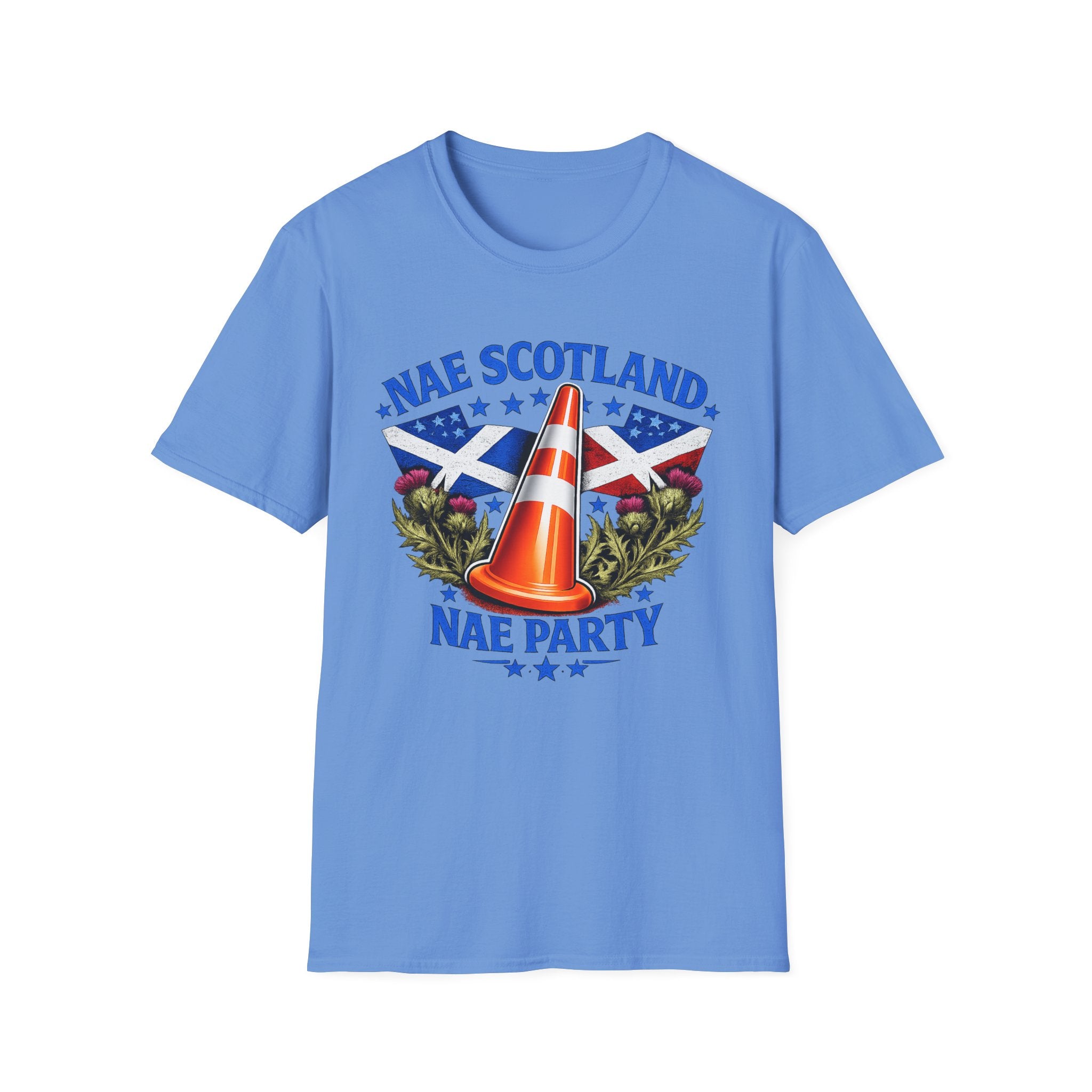 Nae Scotland, Nae Party – Scottish-American Thistle Cone T-Shirt