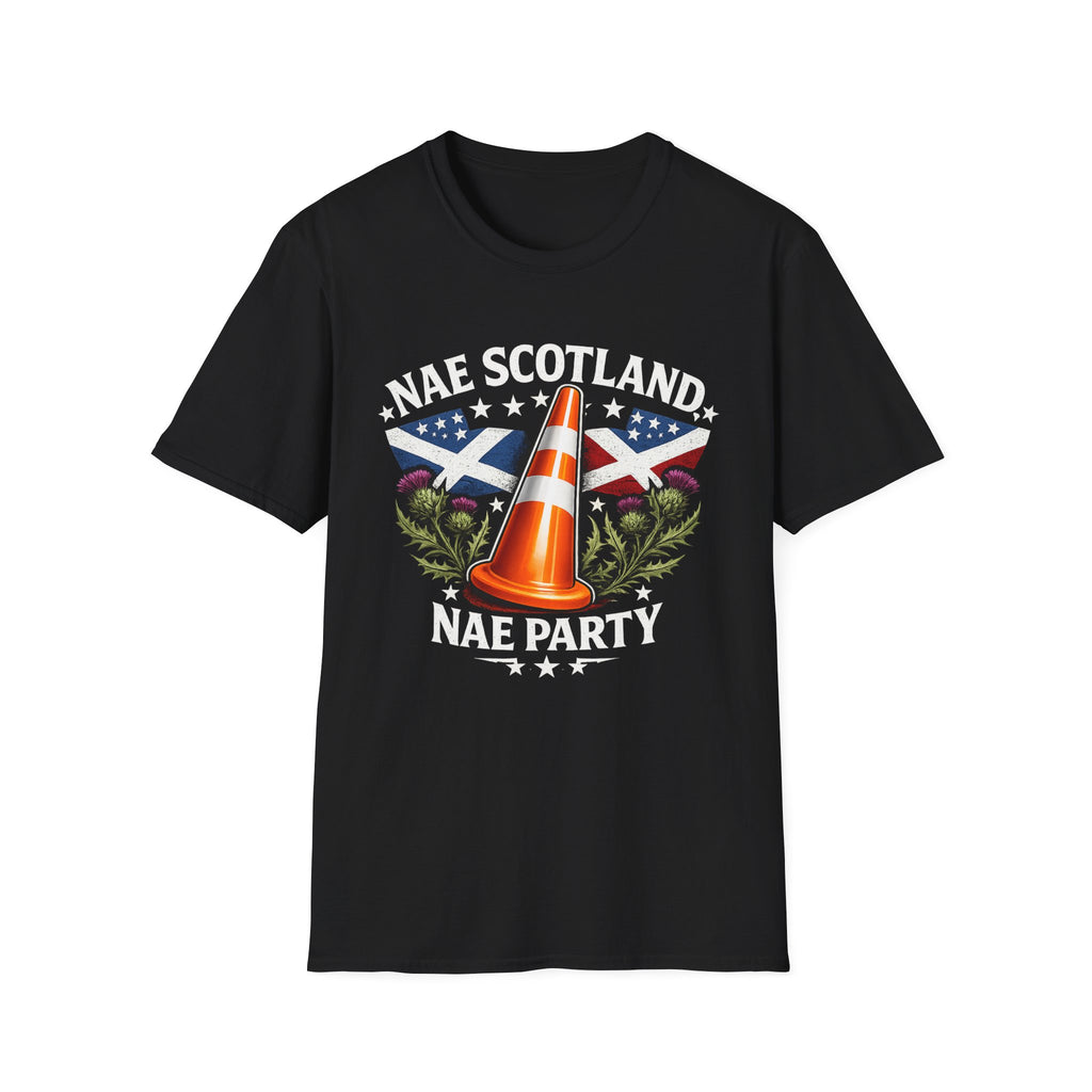 Nae Scotland, Nae Party – Scottish-American Thistle Cone T-Shirt