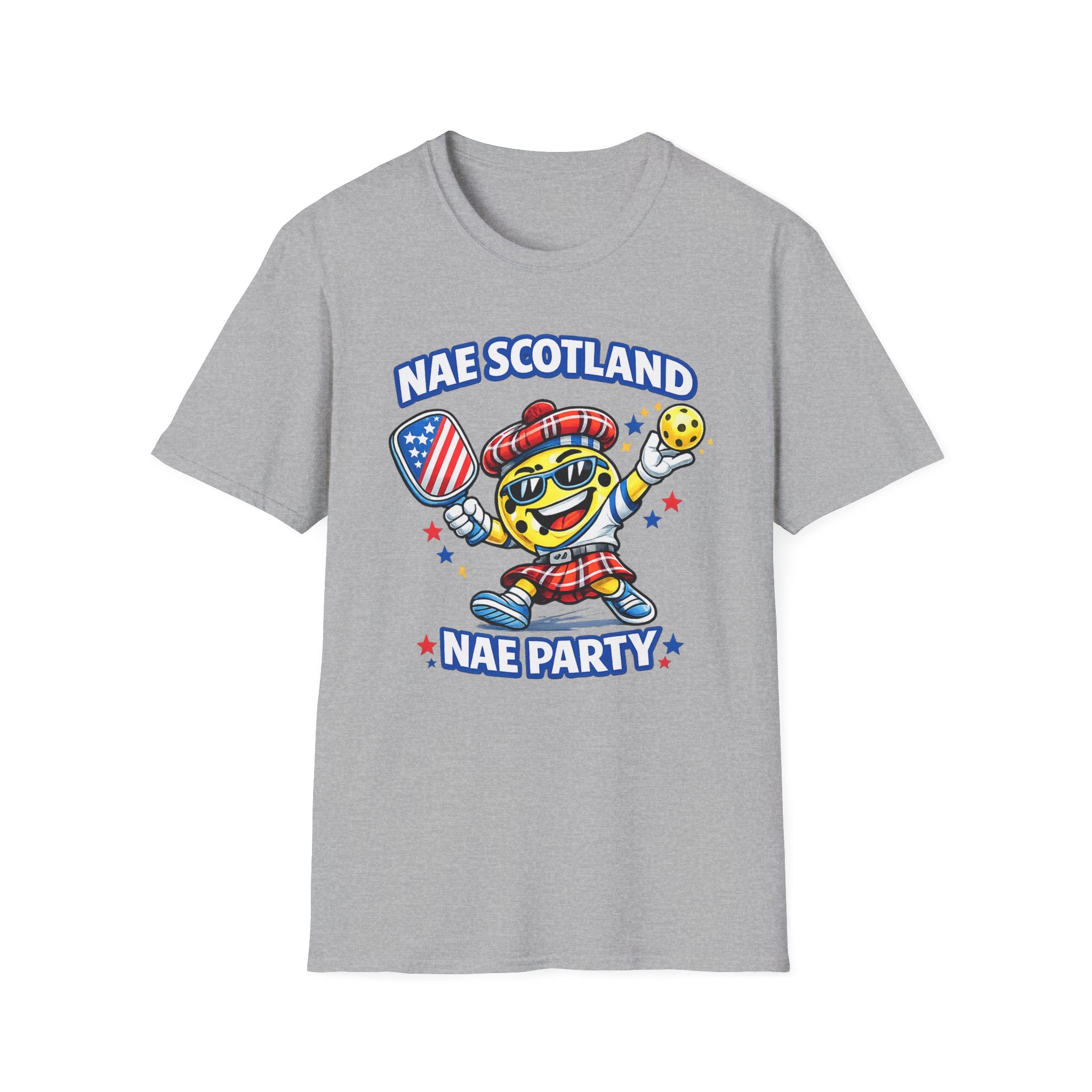 Copy of Nae Scotland, Nae Party – Tartan Pickleball Mascot T-Shirt