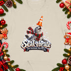Seal wearing a scarf and traffic cone, with text "Seal-ebrate Nae Scotland, Nae Party."