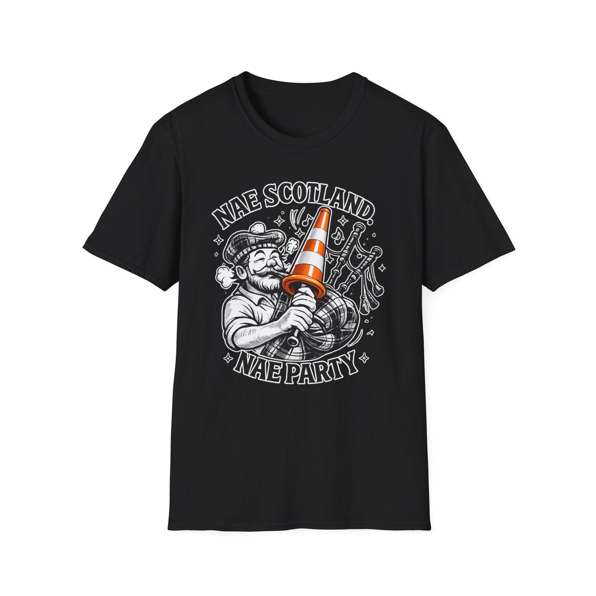 Nae Scotland, Nae Party – Scottish Bagpiper Cone T-Shirt