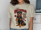 Rottweiler with keys and paw prints, saying "My Rottweiler Runs This House."