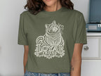 T-shirt with a white outline drawing of a cat and the words "LOYAL FRIEND".
