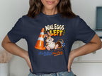Bunny sits with a traffic cone and empty basket, text reads "Nae Eggs Left".