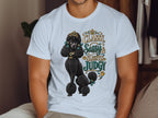 Black poodle wearing a crown and jewelry with "Classy, Sassy & Slightly Judgy" text.