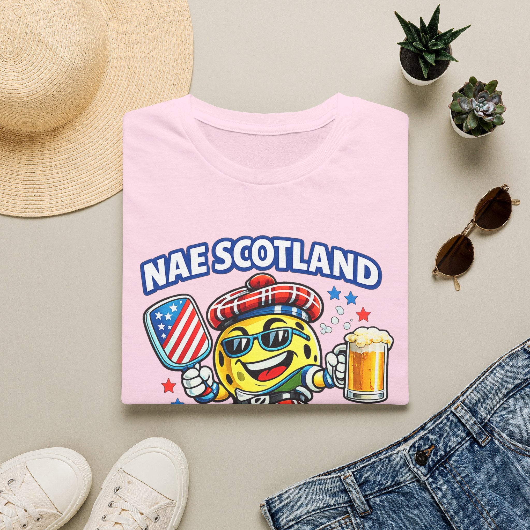 Copy of Nae Scotland, Nae Party – Tartan Pickleball Mascot T-Shirt