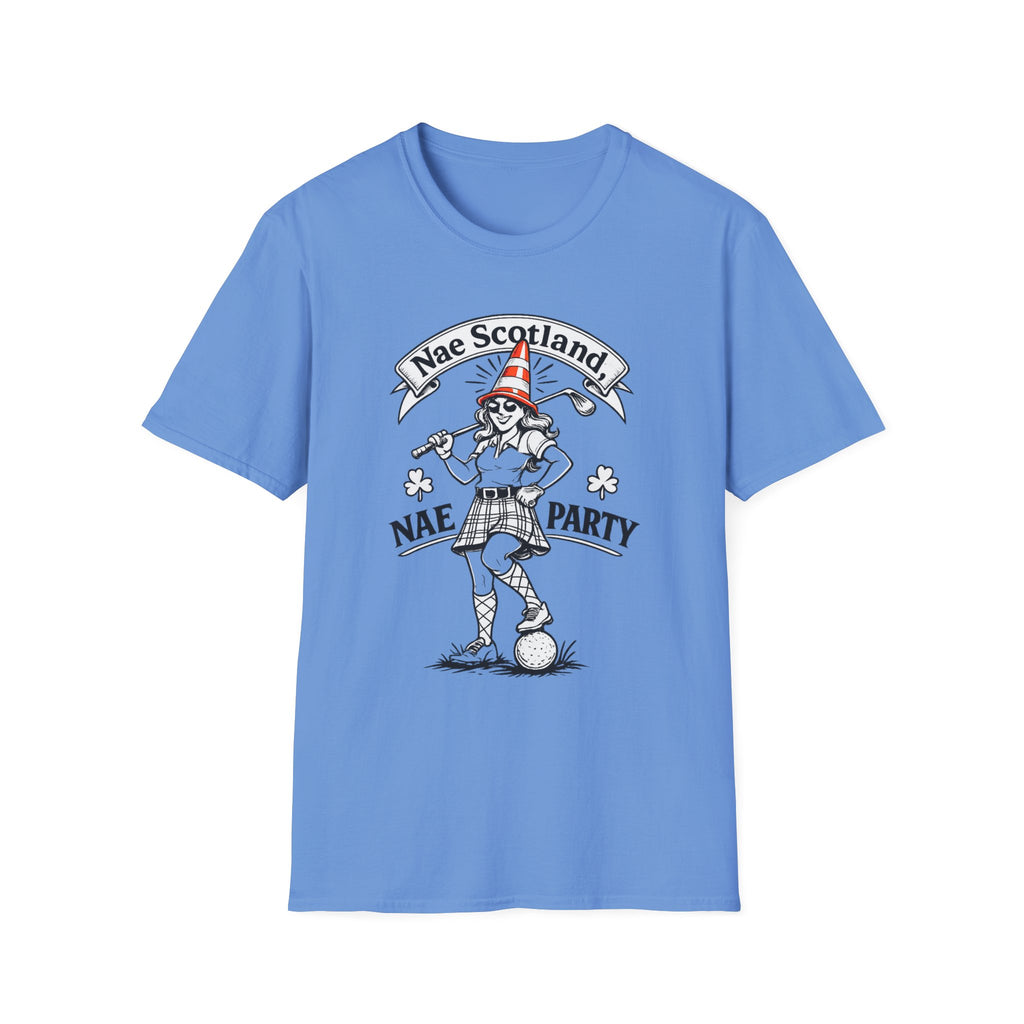 Nae Scotland, Nae Party – Highland Lass Cone Golfer T-Shirt