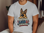 German Shepherd graphic on white t-shirt with text "Loyal, Loud & Judging You".