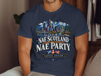 Dark blue t-shirt with Denver skyline and "Nae Scotland Nae Party" text.