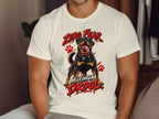 White t-shirt with Rottweiler graphic saying "Zero Fear Maximum Drool"