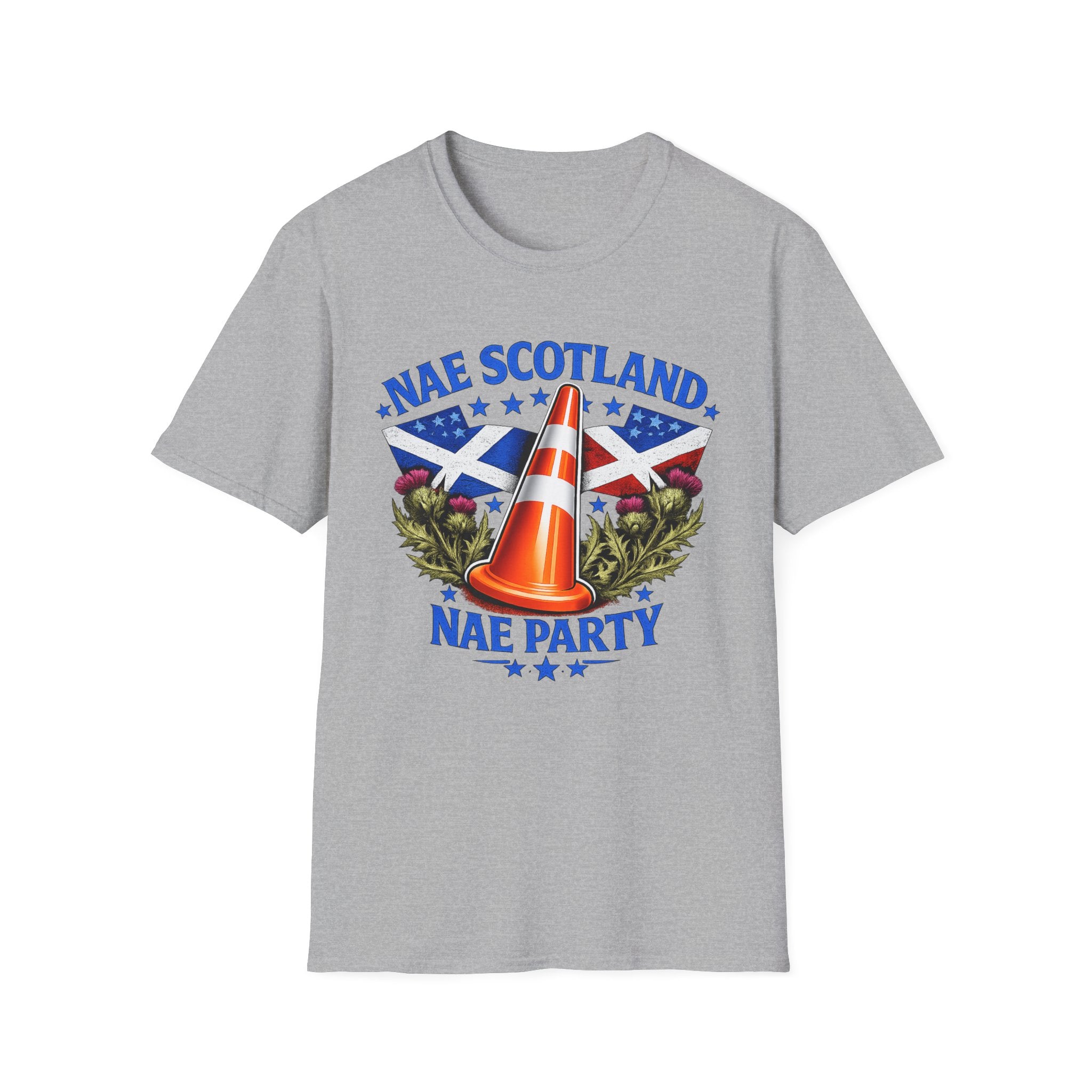 Nae Scotland, Nae Party – Scottish-American Thistle Cone T-Shirt