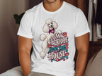 White t-shirt with graphic of poodle and text "My Poodle Runs This House."