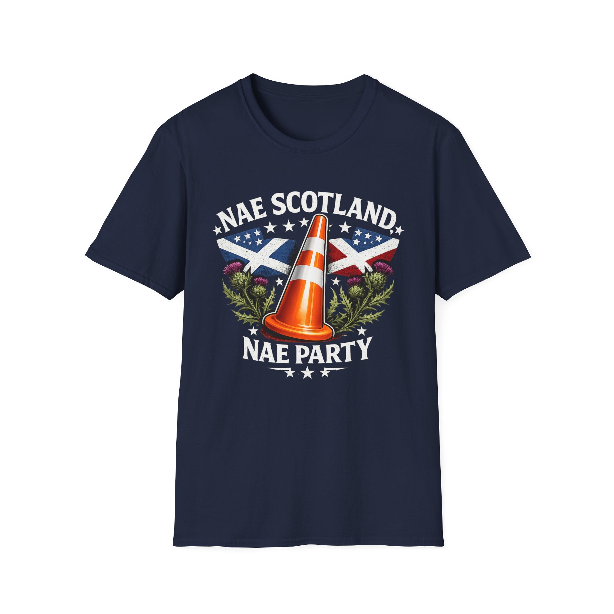 Nae Scotland, Nae Party – Scottish-American Thistle Cone T-Shirt