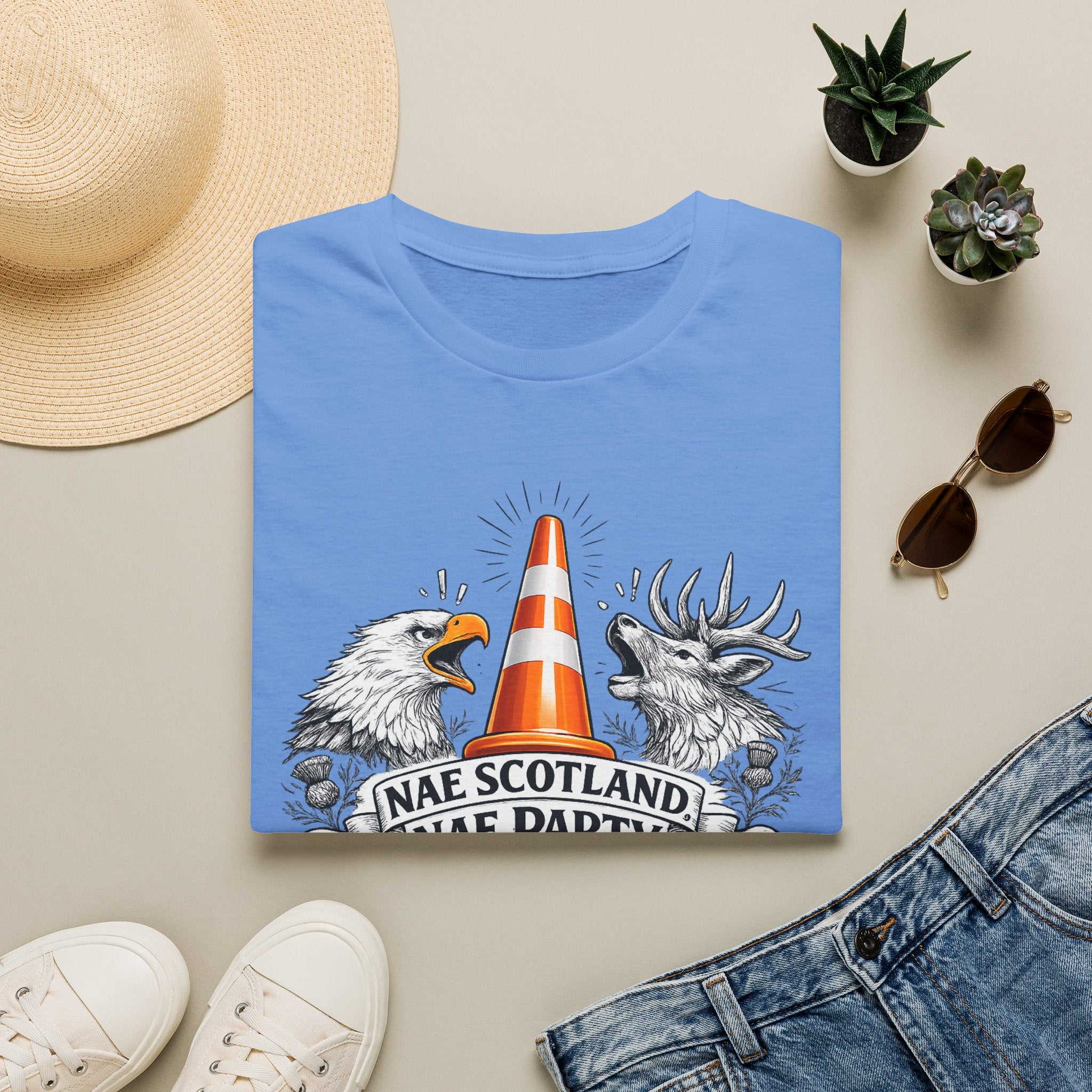 Nae Scotland, Nae Party – Eagle & Highland Stag Cone T-Shirt