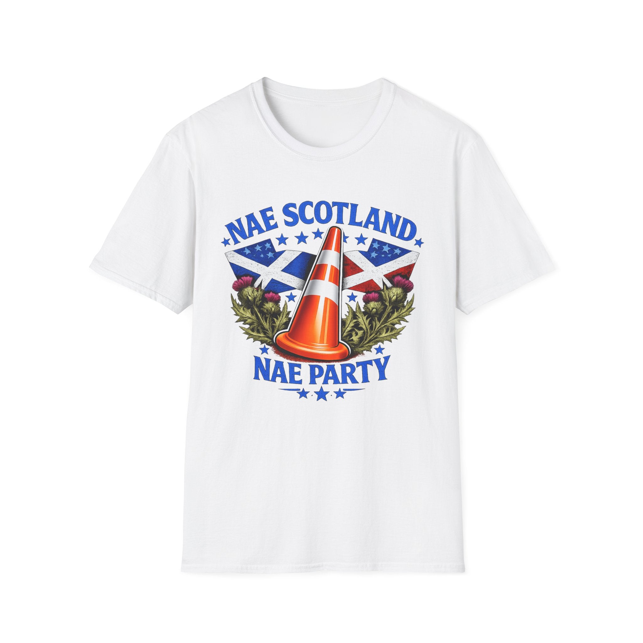 Nae Scotland, Nae Party – Scottish-American Thistle Cone T-Shirt