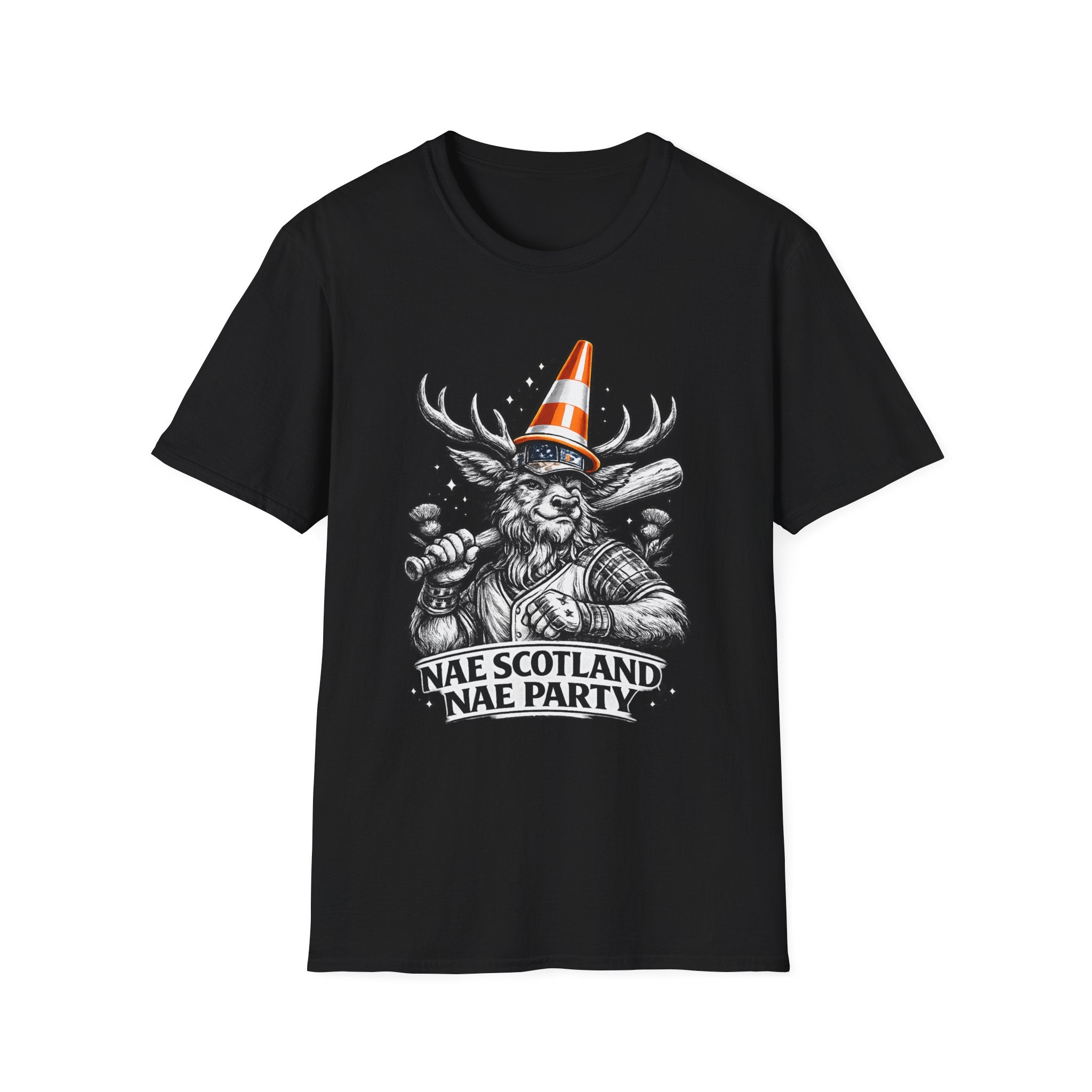 Nae Scotland, Nae Party – Highland Stag Slugger T-Shirt