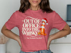 Out of Office, Into the Whisky shirt with traffic cone and whisky glass.