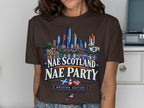 Houston skyline with shuttle and text "Nae Scotland Nae Party"