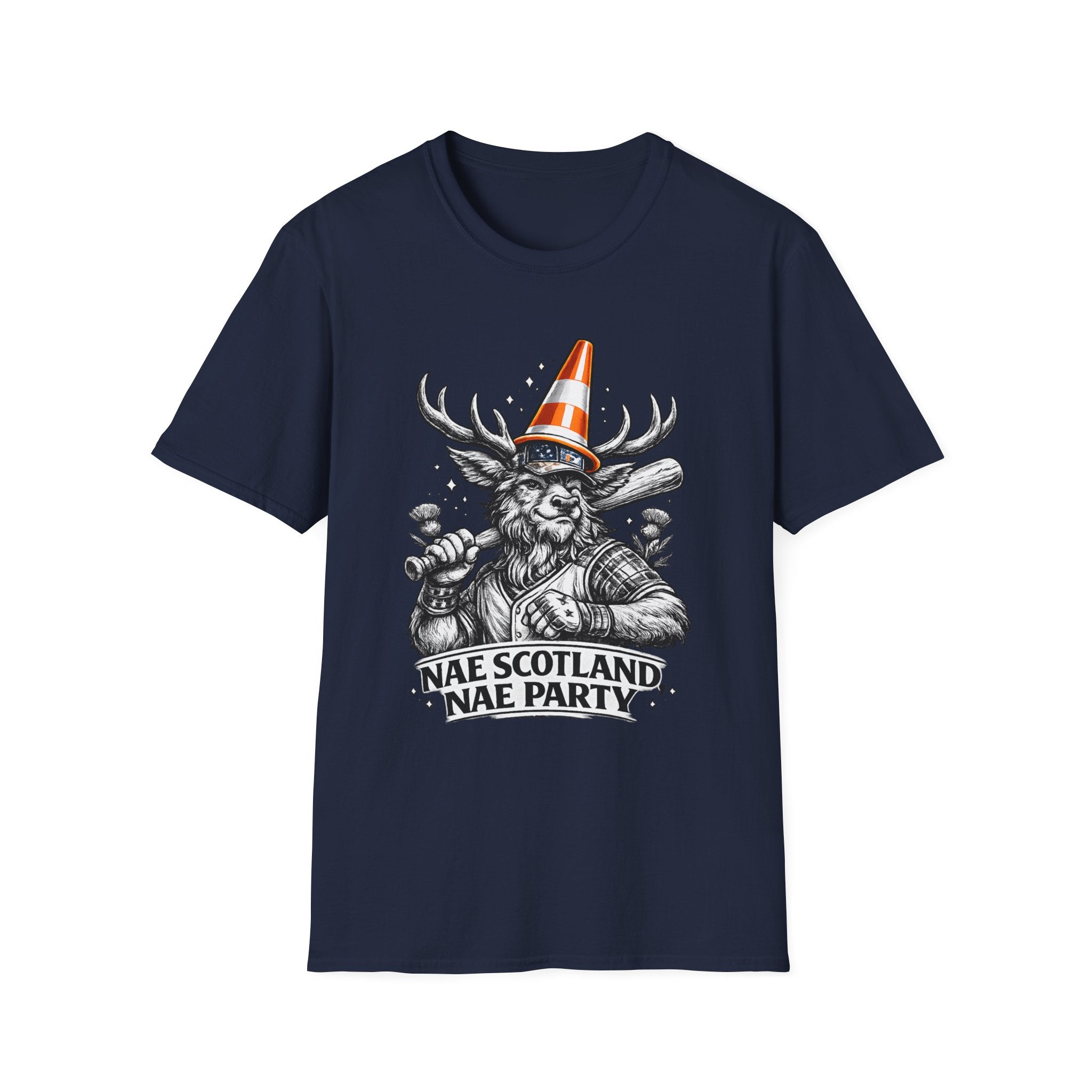 Nae Scotland, Nae Party – Highland Stag Slugger T-Shirt