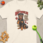 Rottweiler with keys and text "My Rottweiler Runs This House".