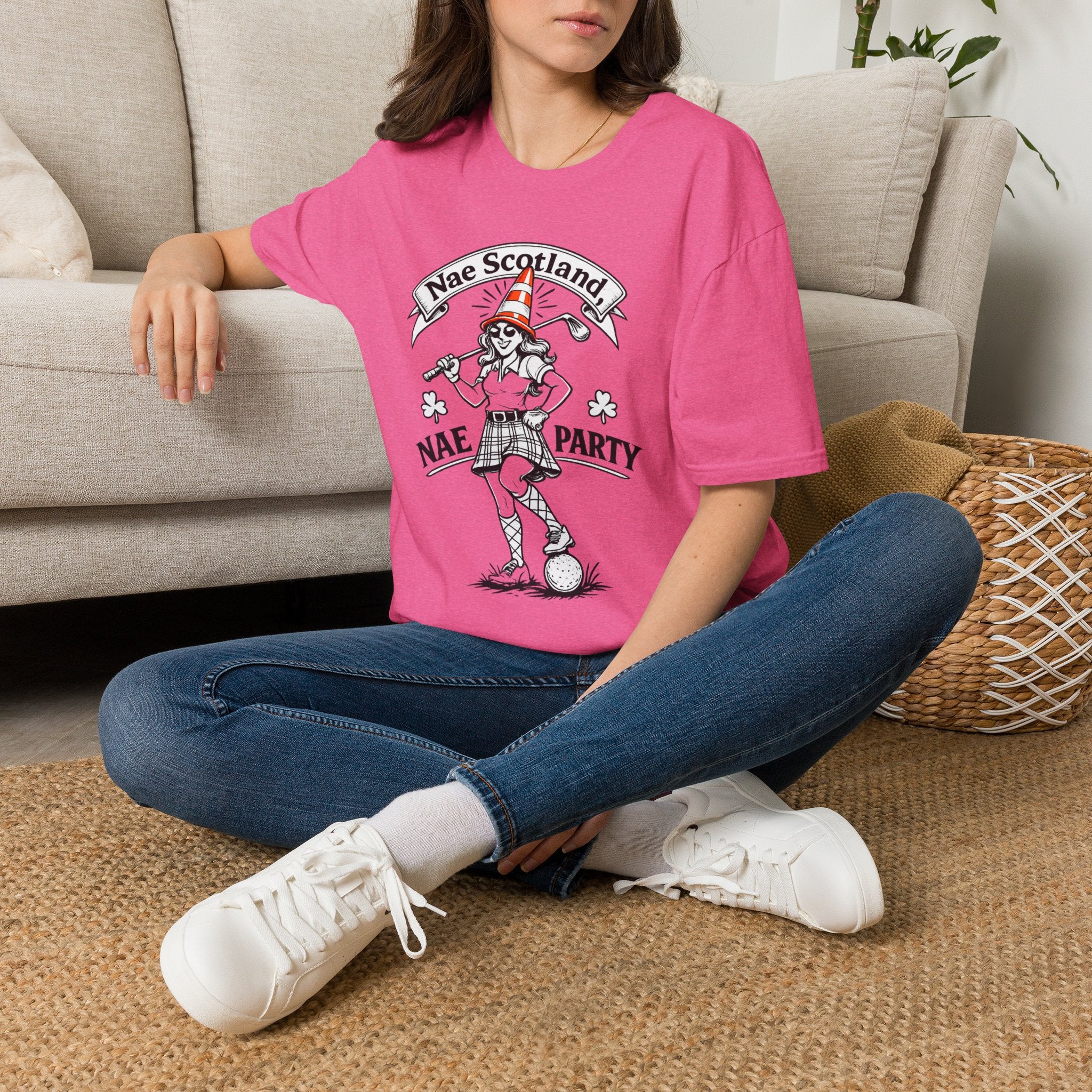 Nae Scotland, Nae Party – Highland Lass Cone Golfer T-Shirt