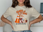 Hare of the Dog graphic with a rabbit, traffic cone, Easter basket, and Scottish text.