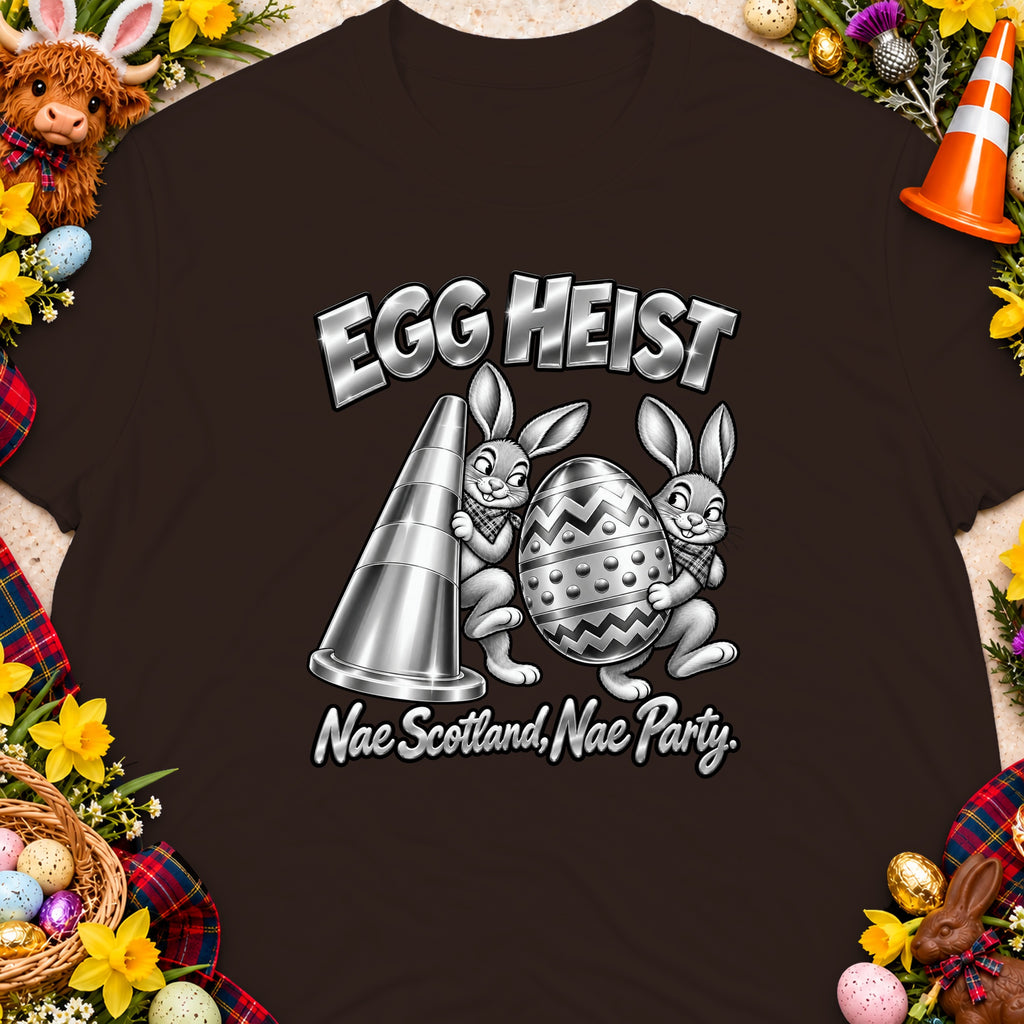 Two bunnies steal an egg with "EGG HEIST" text above.