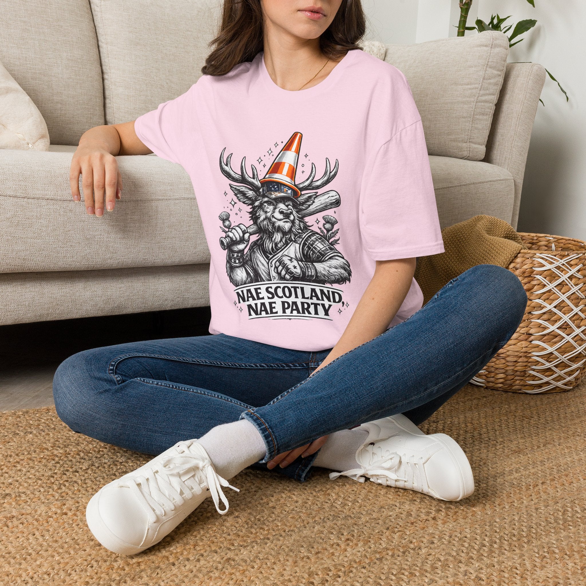 Nae Scotland, Nae Party – Highland Stag Slugger T-Shirt