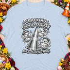 Three chicks celebrating around a traffic cone with text "Cracking Good Party" and "Nae Scotland, Nae Party."
