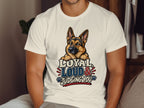 German Shepherd graphic on white t-shirt reads "Loyal, Loud & Judging You."