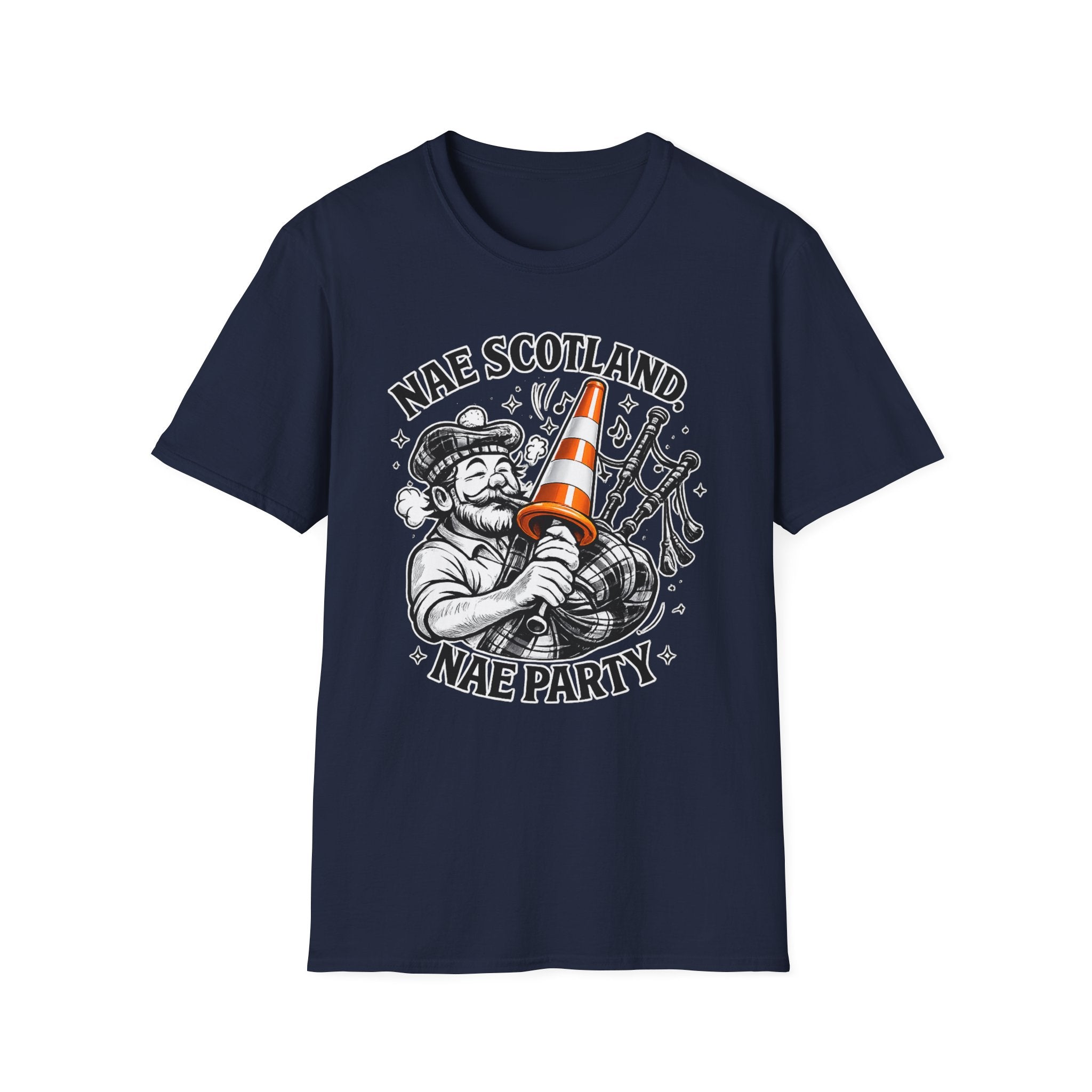 Nae Scotland, Nae Party – Scottish Bagpiper Cone T-Shirt